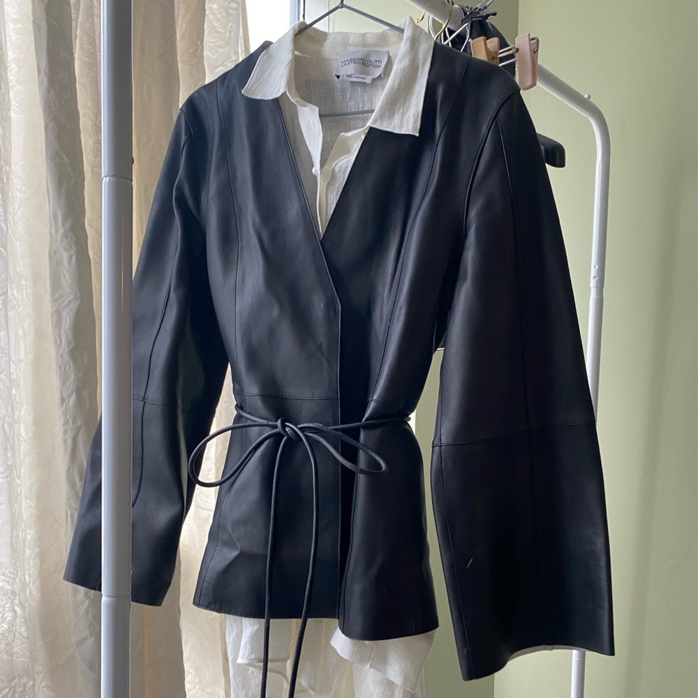 Massimo dutti [Limited edition] Nappa leather Jacket with drawstrings